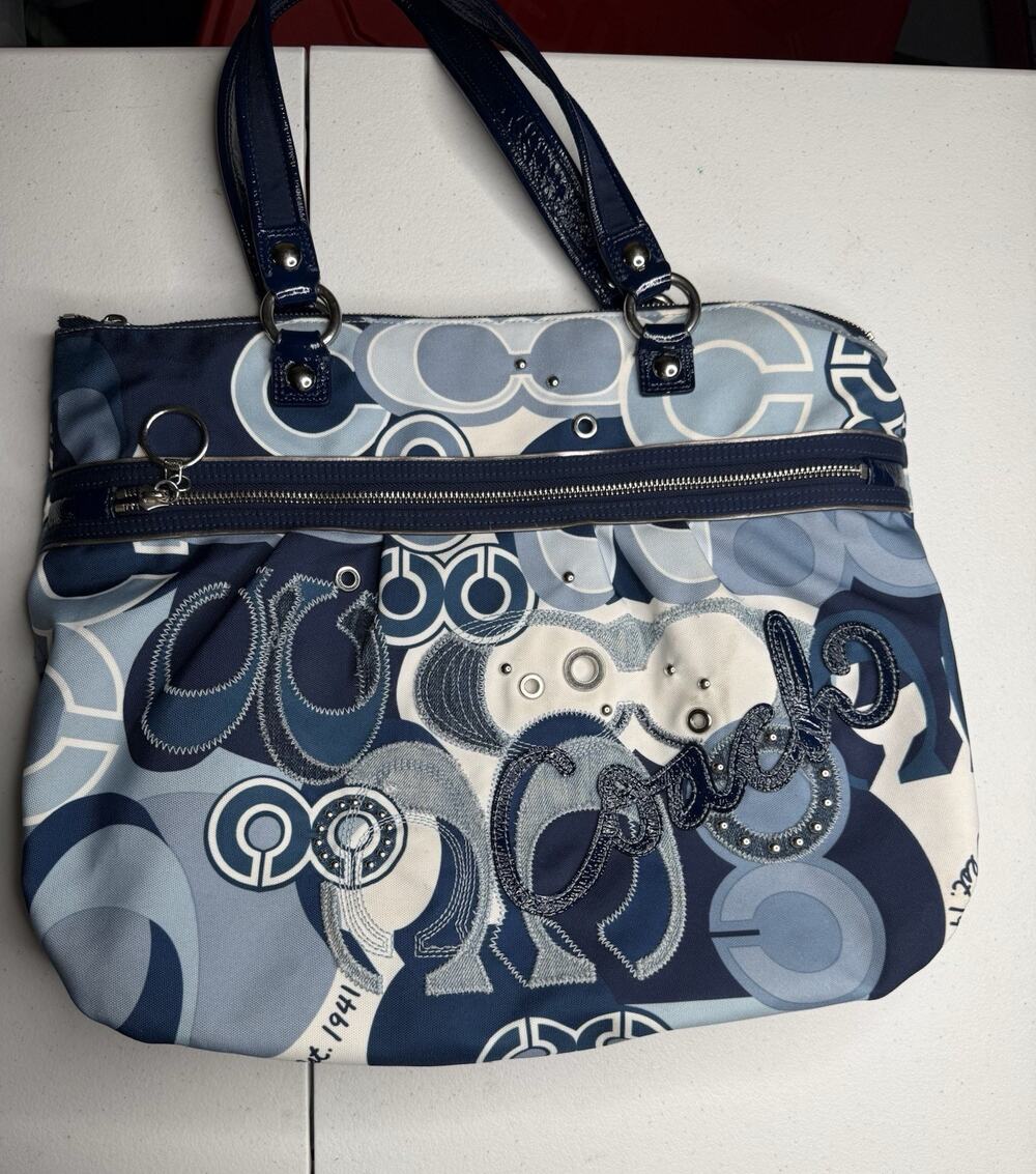Coach Y2K Vintage Patchwork Poppy Denim Handbag Gallery Tote Retro 2000s